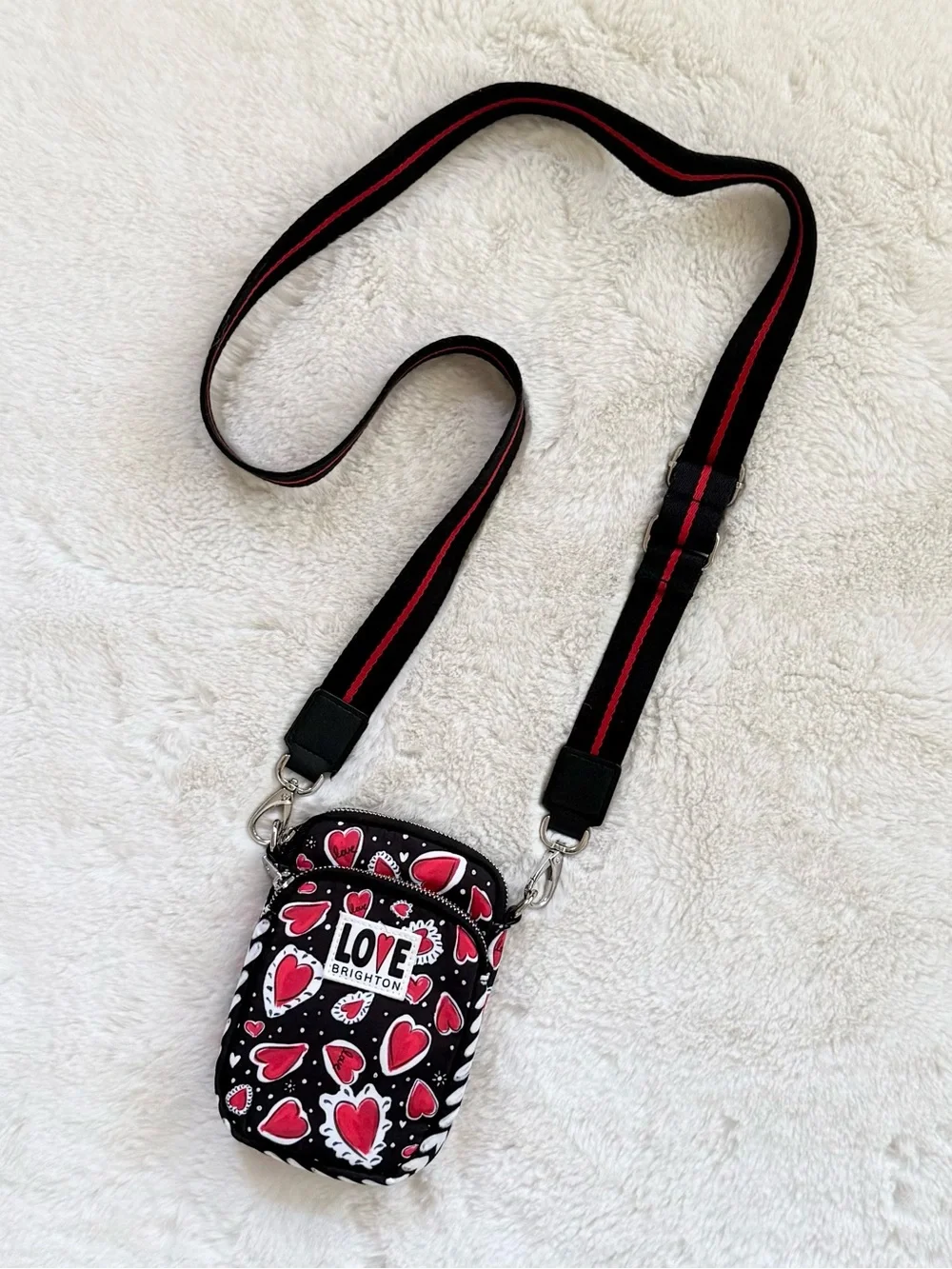 BRIGHTON NEW Hearts A Flutter Utility Bag Whimsical Crossbody Zipper Pouch NWOT